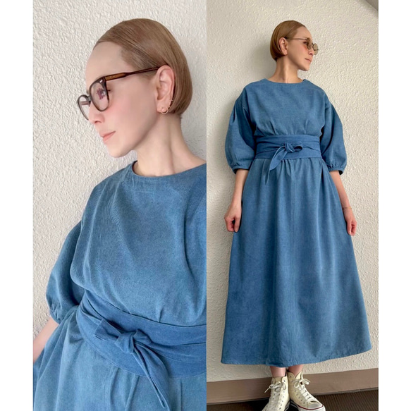 選擇您的尺寸和長度！雙向腰帶！牛仔長裙❤️寬鬆版型❤️成熟淑女風❤️淺藍色 第1張的照片