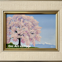 三春滝桜」透明水彩画 原画 風景画 額縁付 SMサイズ 絵画 Oni 通販
