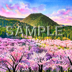 会津桜峠の朝 .オリジナル (水彩キラキラ光沢和紙) 絵画 yoiiro 通販