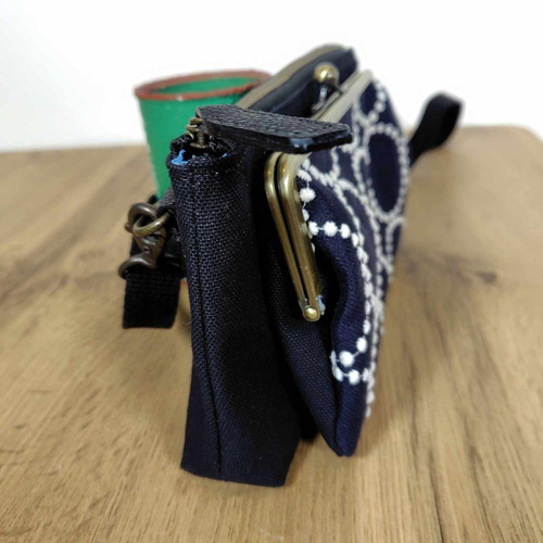 【専用】ミナペルホネン/タンバリンネイビー×白/がま口お財布ポシェット 母の日プレゼントキャンペーン中！ミナペルホネン/タンバリンネイビー