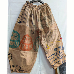 鯉のぼり(木綿)(手書き金太郎柄)の柿渋染めワンピース 古布リメイク