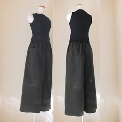 ◆お試し価格◆ワイドパンツ◆　コットンリネン・ネイビー 13枚目の画像