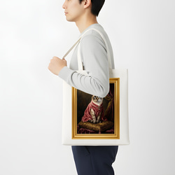 猫（シャム猫）トートバッグ ルネサンス風カラーアート 金縁フレーム 4枚目の画像