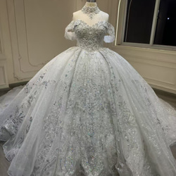 激安、チャンスをつかむ　取り外し可能袖　オフショルダー　二の腕カバー　白ホワイト　グッリター編み上げ　ブライダル海外挙式 1枚目の画像