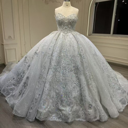 激安、チャンスをつかむ　取り外し可能袖　オフショルダー　二の腕カバー　白ホワイト　グッリター編み上げ　ブライダル海外挙式 2枚目の画像