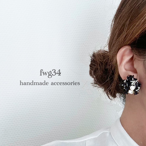 【tweed】black   イヤリング/ピアス 2枚目の画像