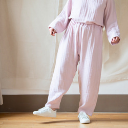 リネンツイルのもんぺ　ピンク リネンのもんぺ 11702415｜Creema 通販 nuuMonpe ロングパンツ ピンク パンツ