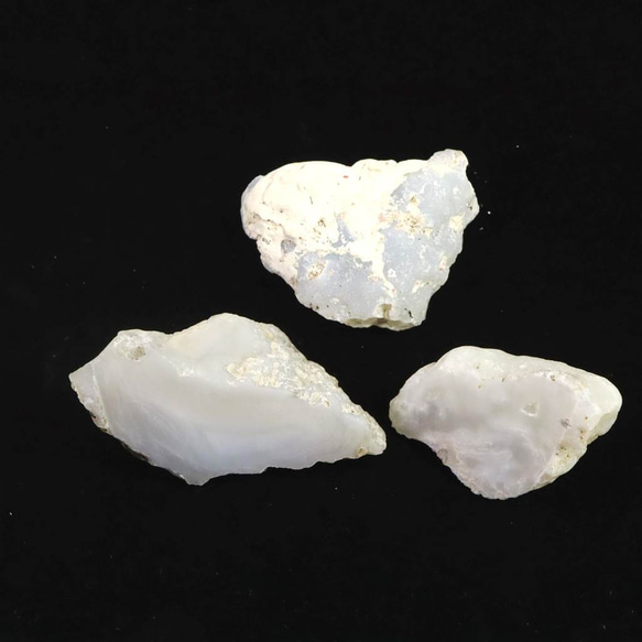 島根県大津島産 玉髄 カルセドニー 原石3個セット 79.3g #48289 天然石