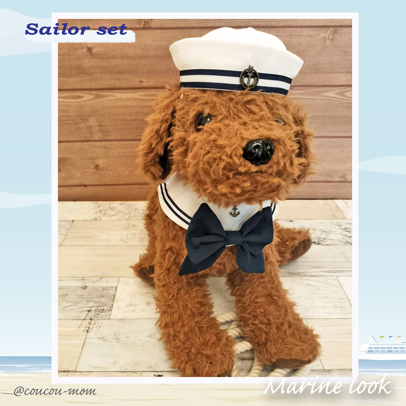 送料無料！犬用、猫用 セーラーセット 水兵さんセット ペット服