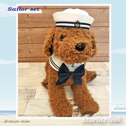 送料無料！犬用、猫用 セーラーセット 水兵さんセット ペット服