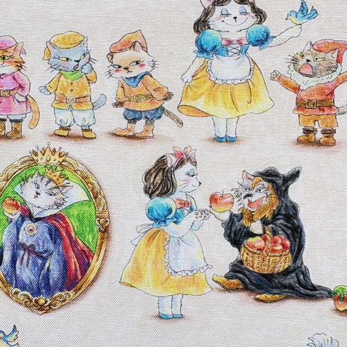文庫】白雪姫と7人の小人ネコのブックカバー 童話 ねこ かわいい 絵本