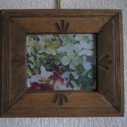 木彫りの小さな楕円ハンドミラー☆梅の花a☆材質朴ノ木・ｻｲｽﾞ約85x60mm