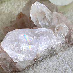 ヒマラヤ✨ 虹入り マニカラン産 ピンク水晶 原石 クラスター 天然石
