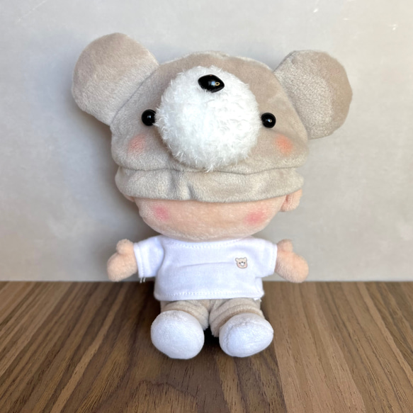 ピの　ぬい服着ぐるみ♡おすわりクマちゃん ちびぬい☆はぴぬい ぬい服 ふわもこくまちゃんセット(ベージュ