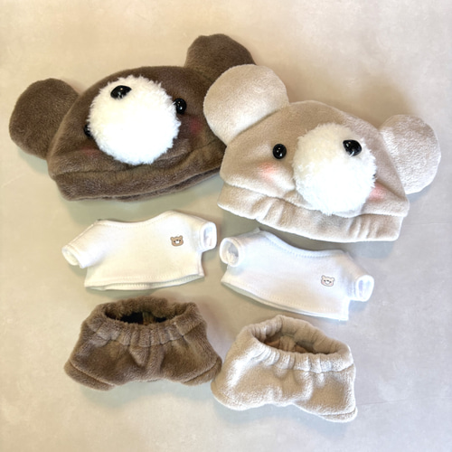 ちびぬい☆はぴぬい ぬい服 ふわもこくまちゃんセット(ベージュ