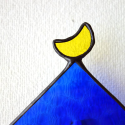 月と青い屋根の家・ステンドグラスの掛け＆置き時計【受注制作】 7枚目の画像