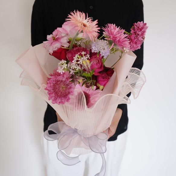 フレッシュフラワー　そのまま飾れるブーケ・ピンク S・Mサイズ　生花　花束　母の日　フラワー　母の日ギフト2026 10枚目の画像