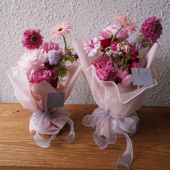 フレッシュフラワー　そのまま飾れるブーケ・ピンク S・Mサイズ　生花　花束　母の日　フラワー　母の日ギフト2026 12枚目の画像