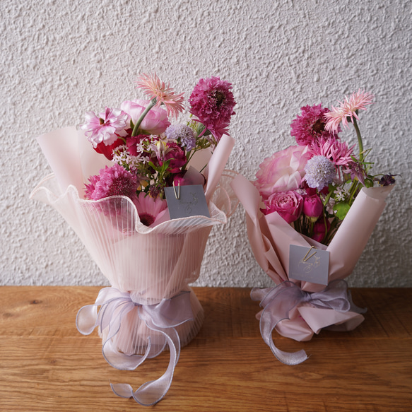 フレッシュフラワー　そのまま飾れるブーケ・ピンク S・Mサイズ　生花　花束　母の日　フラワー　母の日ギフト2026 8枚目の画像