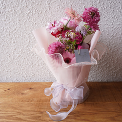 フレッシュフラワー　そのまま飾れるブーケ・ピンク S・Mサイズ　生花　花束　母の日　フラワー　母の日ギフト2026 7枚目の画像