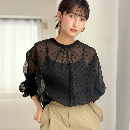 25SS IENA イエナ ドット柄 シースルー カーディガン シアー SS新作】迷わず羽織れる！大人のドットシアーカーディガン ドット柄