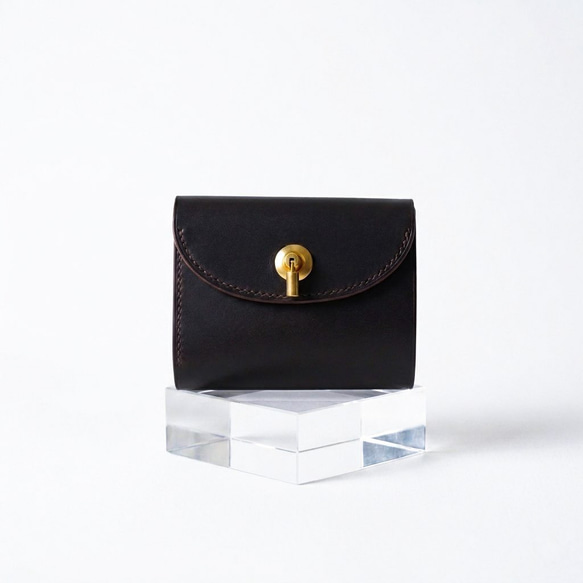 ※数量限定 flap mini wallet [ 茶芯ブラック ] オコシ金具 ver. ミニ財布 コンパクトウォレット 3枚目の画像
