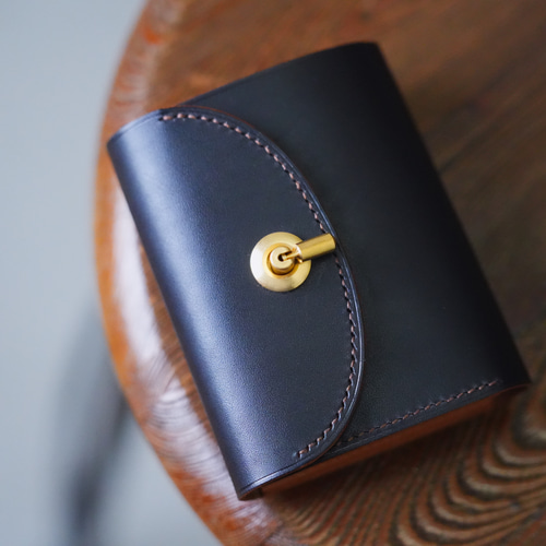 数量限定 flap mini wallet [ 茶芯ブラック ] オコシ金具 ver. ミニ