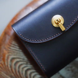 ※数量限定 flap mini wallet [ 茶芯ブラック ] オコシ金具 ver. ミニ財布 コンパクトウォレット 6枚目の画像