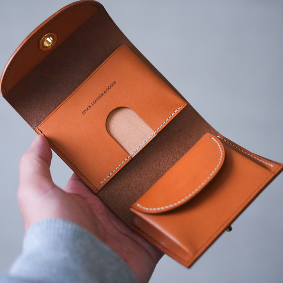 ※数量限定 flap mini wallet [ 茶芯ブラック ] オコシ金具 ver. ミニ財布 コンパクトウォレット 10枚目の画像