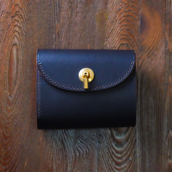 ※数量限定 flap mini wallet [ 茶芯ブラック ] オコシ金具 ver. ミニ財布 コンパクトウォレット 5枚目の画像