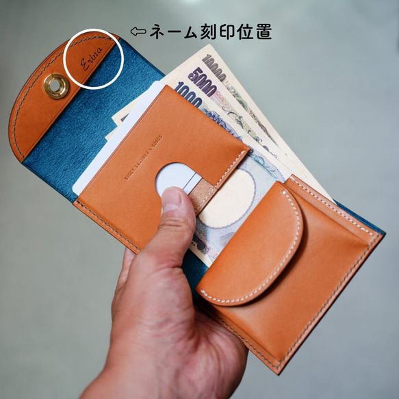 ※数量限定 flap mini wallet [ 茶芯ブラック ] オコシ金具 ver. ミニ財布 コンパクトウォレット 11枚目の画像