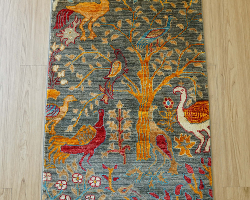 アフガン手織り絨毯 ガズニ 95×62cm 手紡ぎウール ペルシャ ギャッベ アフガニスタン手織り絨毯 ガズニ ギャッベ 95×62cm カーペット・絨毯