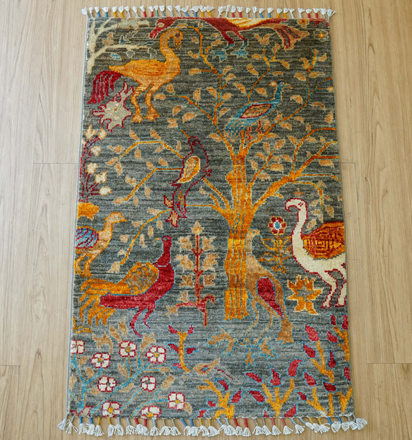 アフガニスタン手織り絨毯 ガズニ ギャッベ 95×62cm カーペット・絨毯