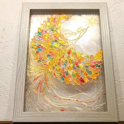 受注生産☆風水波動絵画＊幻の虹色鳳凰～最大エネルギーの輪と8芒星