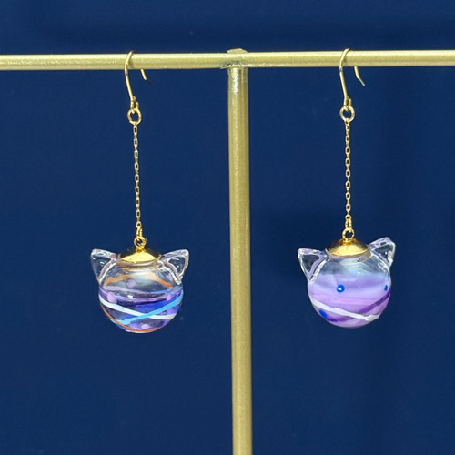 2026新作】カラーオイルが揺れてかわいい にゃんこヨーヨーピアス