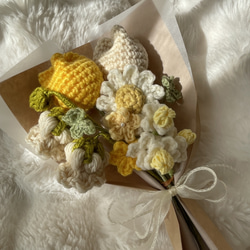 枯れない花】ひまわり あみぐるみ 枯れない花束 編み物 毛糸花束