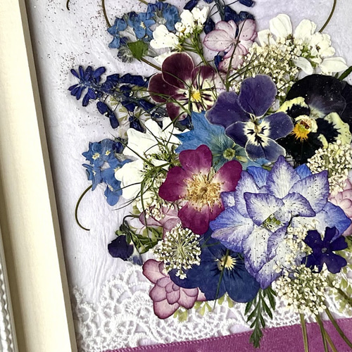 いろんな場面のギフトに最適 清楚で大人っぽい押し花アート額 その他
