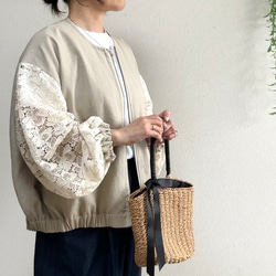 masacoリネン近江の麻スプリングコート日本製 ガウンコート リネン ブルー S,Mサイズ 裏地なし スプリングコート