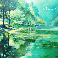 一点物】『 新緑の湖畔 』油絵 F10号 油彩 油画 インテリアアート 風景