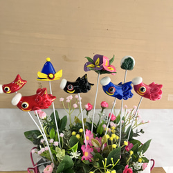 多肉植物寄せ植え〜樹脂粘土レジン(粘土細工)ガーデンピック(五月人形