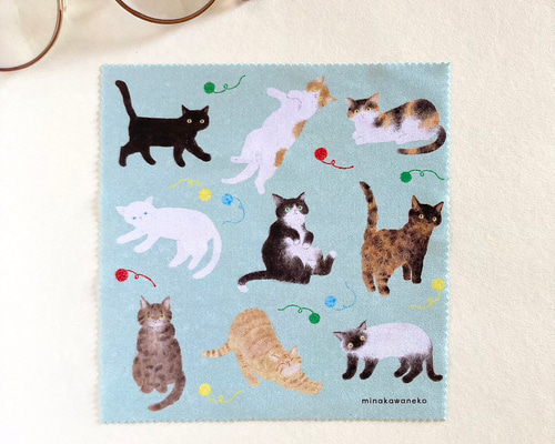 マルチクロス のんびりくつろぐ猫たち スマホ画面や眼鏡拭きに便利