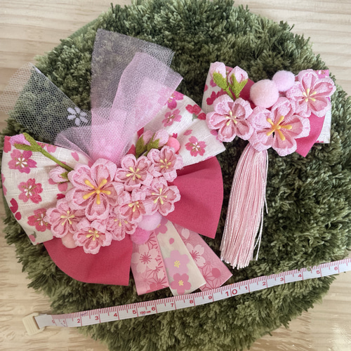 桜つまみ細工髪飾り 卒業式・七五三 ヘアピン つまみ細工かえる屋 通販