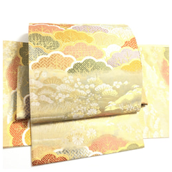 美品 作り帯　 春の装い　爽やかな黄緑色にふっくらと咲く華文様　 二部式 名古屋帯 楽天市場】作り帯（種類（帯）袋帯）の通販
