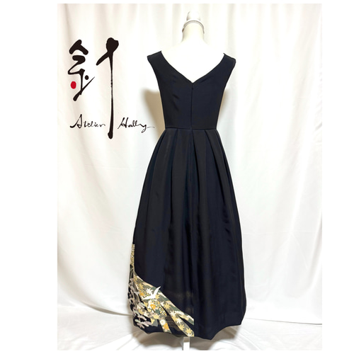 黒留袖リメイク　ボレロ付きロングドレス　大きいサイズ 訳あり 黒留袖リメイク ボレロ付きドレス | iichi 日々の暮らしを