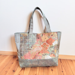 帯とデニムのトートバッグ＊着物リメイク Obi and denim tote bag