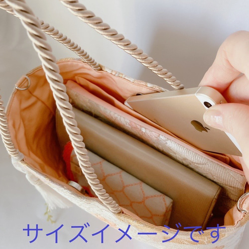 帯バッグ【流水牡丹紋様】佐賀錦 金箔 プラチナ箔 2wayバッグ 帯