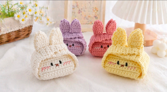 うさぎ耳ミニポーチ AirPodsケース・かぎ針編みハンドメイド その他