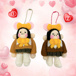羊毛フェルト マカロンうさぎ キーホルダー 2種 羊毛フェルト toiro