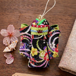 和柄ミニ着物と草履のストラップ＊桜模様／和風小物／ハンドメイド