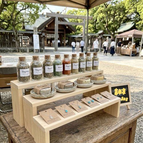什器 】木製ひな壇什器｜ 3段 マルシェ イベント出店 陳列台 その他